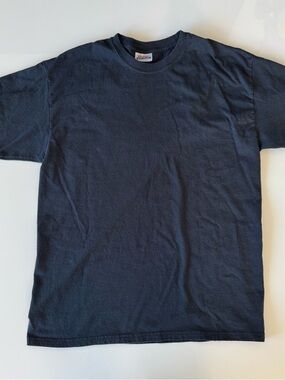Vintage Hanes Heavyweight T-Shirt Mens Large Black Cotton Plain Blank Tee Y2K